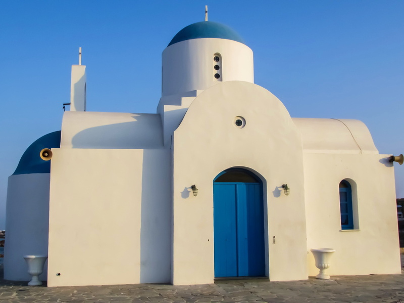 clear sky, built structure, summer, building exterior, protaras, sky, arch, church, no people, 2K, cyprus, religion, nature, tourism, white color, spirituality