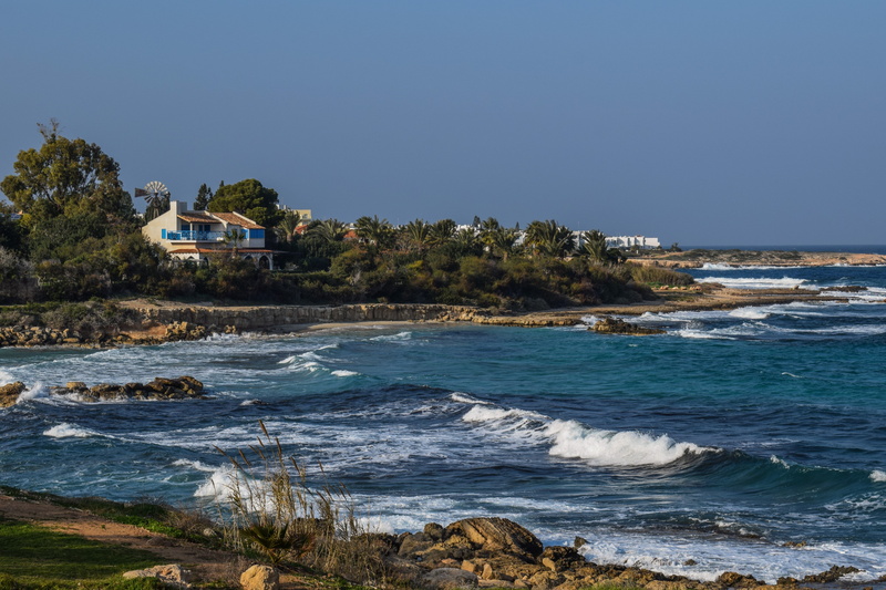 nature, building, waves, motion, protaras, architecture, tree, land, sea, waters edge, coast, tourism, no people, water, built structure, beauty in nature