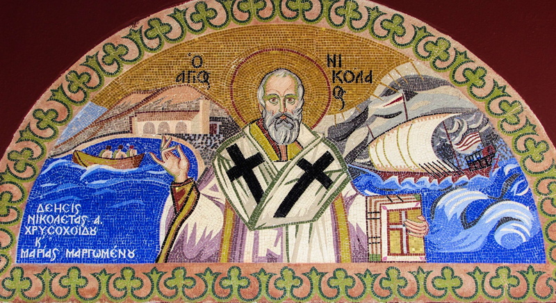 greece, male likeness, architecture, no people, mosaic, place of worship, 4K, the past, ayios konstantinos, saint, ayios nikolaos, mural, human representation