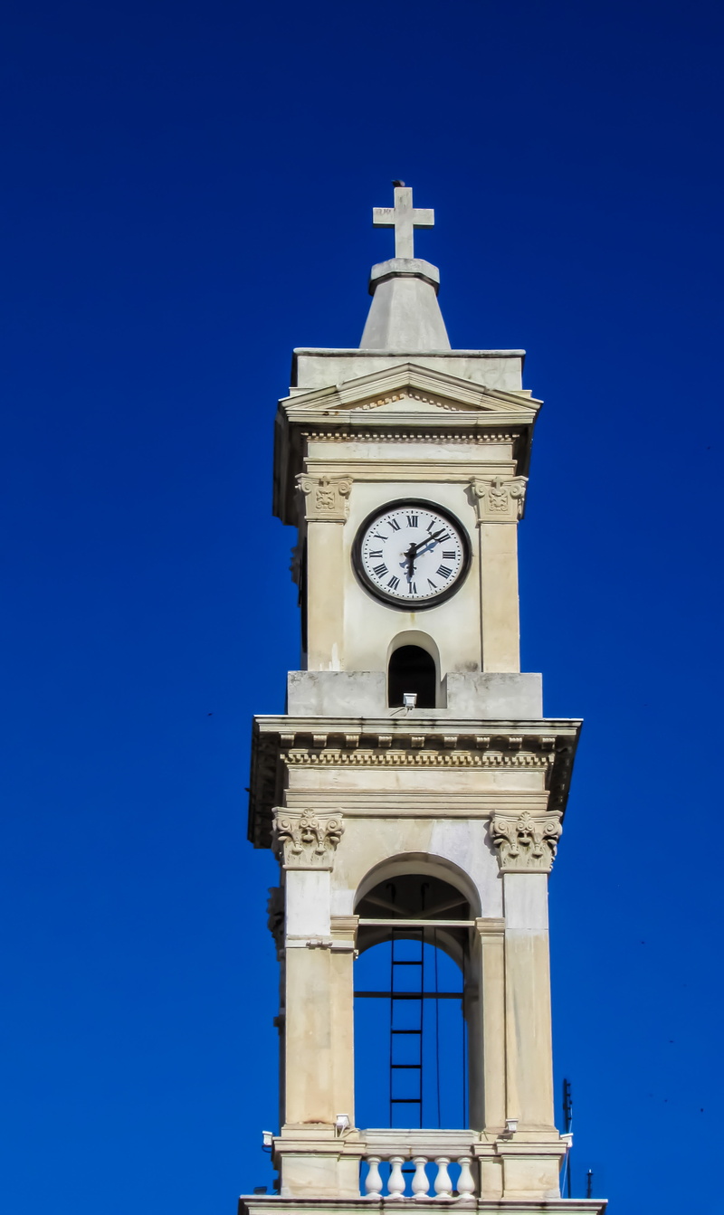 bell tower - tower, blue, 4K, architecture, tower, no people, religion, orthodox, nature, time, tall - high, low angle view, clock, belfry, ayios nikolaos