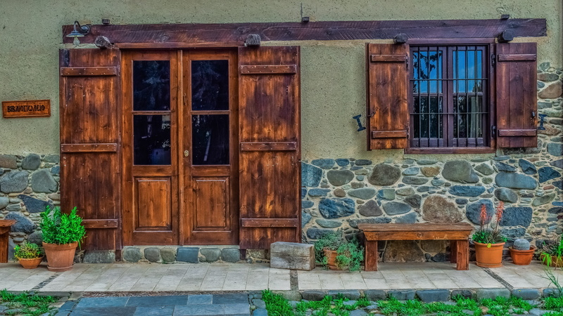 no people, building, built structure, safety, wood - material, protection, building exterior, window, closed, day, orounta, traditional, cyprus, house