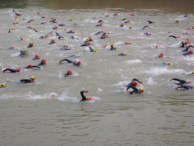 group of people, danube, crawl, triathlon, athletes, water, swimming, outdoors, nature, sea, people, swim, men, wetsuits, aquatic sport, swim stroke, day