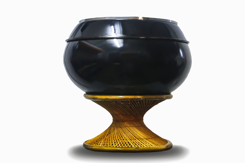 isolated, monastery, white background, metal, indoors, shiny, bowl, food and drink, cut out, shape, black color, fashion, container, buddhist, 4K, equipment