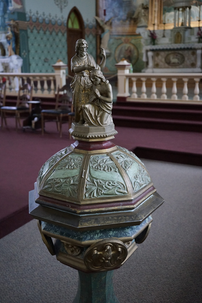 indoors, statue, john the baptist, church, human representation, creativity, history, no people, focus on foreground, baptism of jesus, ignatius montana