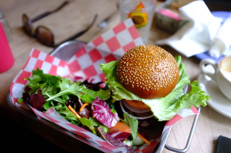 bun, coffee, restaurant, no people, sandwich, fast food, garnish, healthy eating, vegetable, burger, focus on foreground, food and drink, lettuce, salad