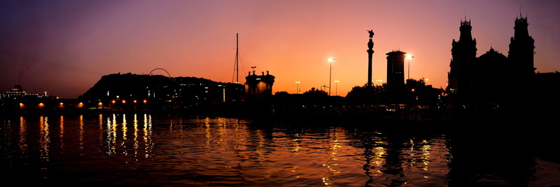 waterfront, built structure, outdoors, mood, nature, night, orange color, building exterior, spain, travel destinations, industry, architecture, 2K, factory