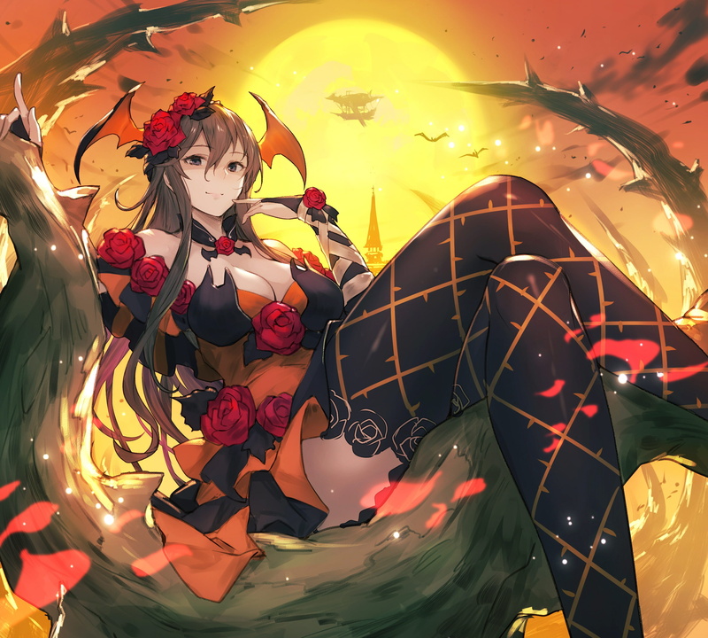 girl, rosetta, sunset, art, granblue fantasy, anime, 2K
