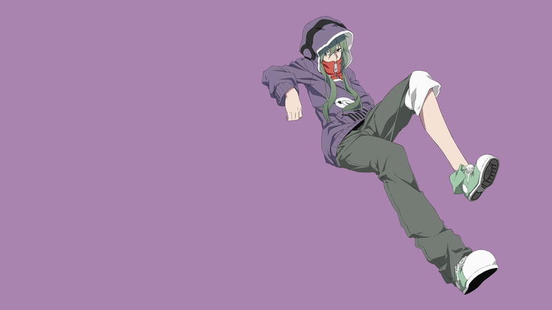 copy space, vitality, exercising, activity, one person, adult, skill, studio shot, colored background, indoors, balance, mid-air, sport, anime girls, jumping