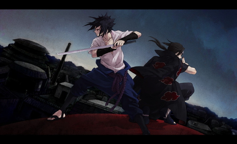 full length, Anime Boys, leisure activity, Brothers, low angle view, jumping, women, Akatsuki, aggression, stage, sky, Naruto Shippuuden, anime, sword