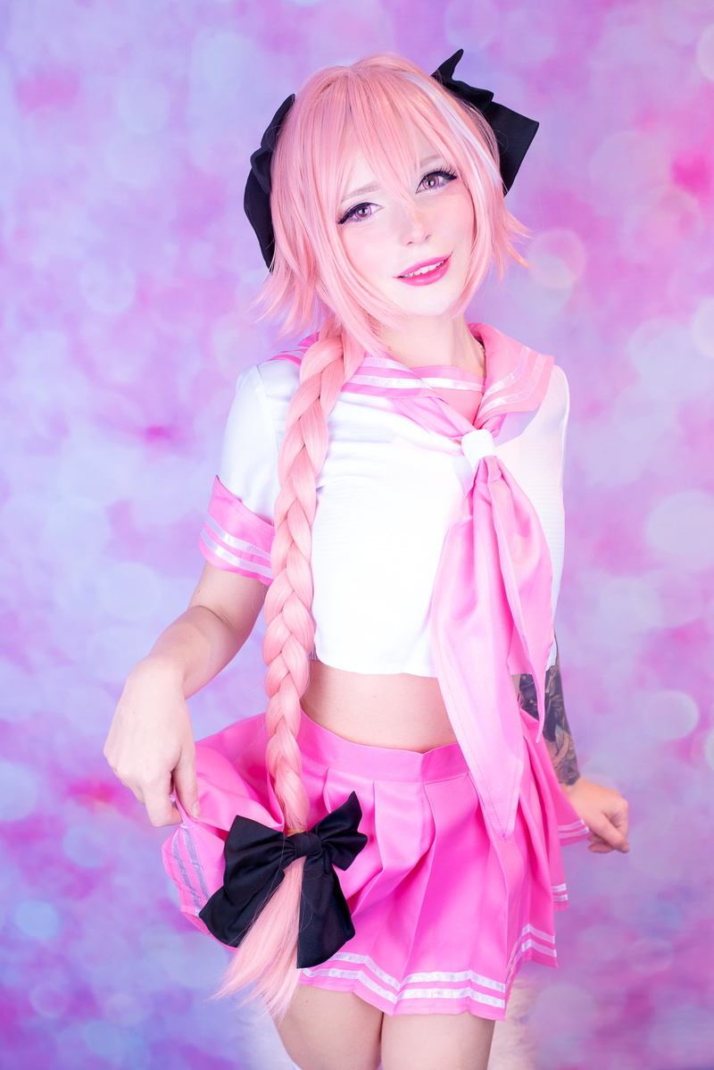 women, Katyuska Moonfox, Astolfo (Fate/Grand Order), braided hair, portrait display, Fate/Grand Order, ponytail, sailor uniform, Fate Series, cosplay, vertical