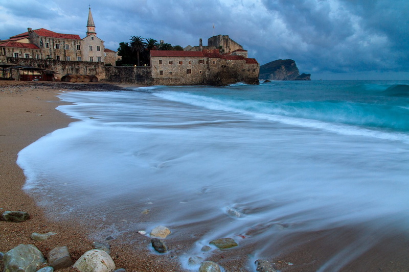 land, water, tower, cloud - sky, building, history, motion, brown, travel, outdoors, 1080P, beside, nature, budva, built structure, architecture, montenegro