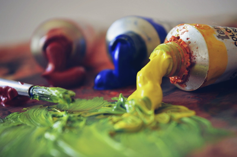 close-up, brush, 1080P, container, still life, vegetable, messy, food and drink, studio shot, paint, food, coloring, art, multi colored, choice, tempera
