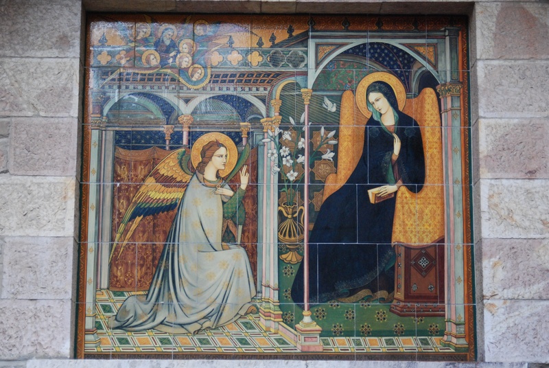 italy, bible story, ornate, mural, wall - building feature, art and craft, built structure, male likeness, gabriel, belief, building exterior, day, assisi