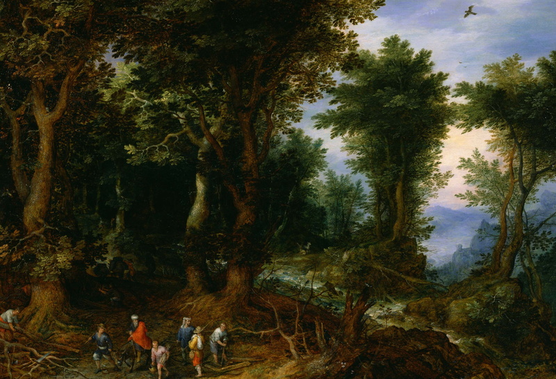 mythology, A wooded Landscape with Abraham and Isaac, 2K, picture, Jan Brueghel the elder