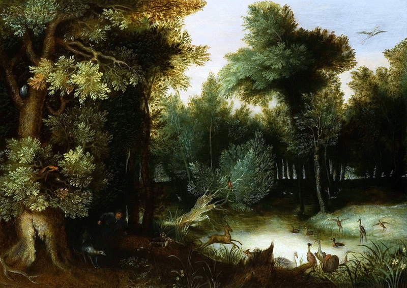 picture, 1080P, Forest Landscape with a Hunter, Jan Brueghel the elder