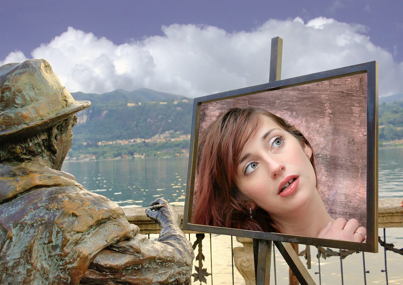 color, contemplation, borgo, illustration, drawing, artistic, muse, hair, headshot, portrait, artist, actress, sky, beautiful woman, adult, tinte, orta san giulio