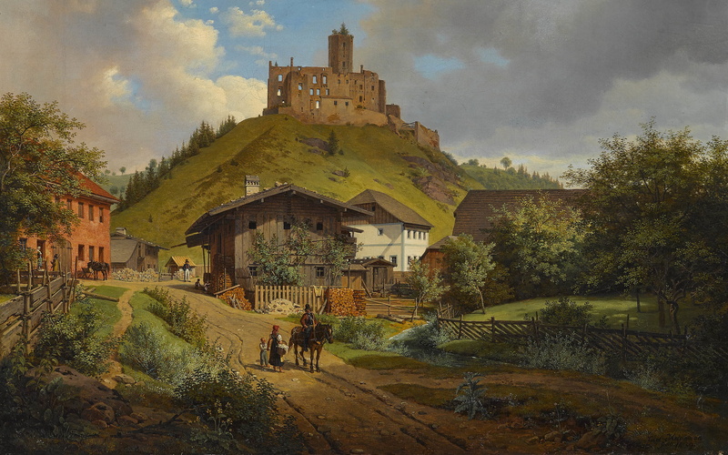 German painter, Hilgartsberg Castle Ruins, 1829, Carl Friedrich HEINZMANN, 2K, Castle ruins Hilgartsberg