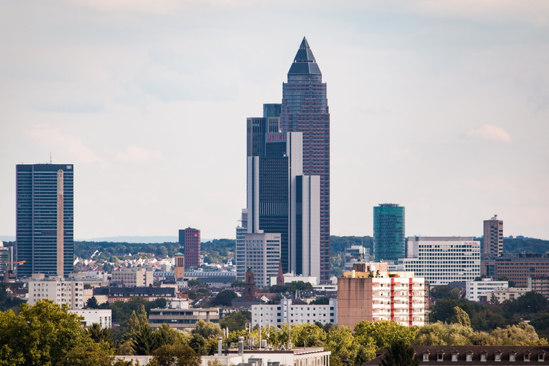building, architecture, tree, frankfurt, town center, clouds, 4K, landscape, financial district, cityscape, apartment, view, river, office, outdoors, main