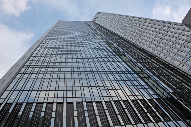 low angle view, 4K, germany, window, outdoors, building, architecture, nature, steel, skyscraper, sky, cloud - sky, no people, directly below, office