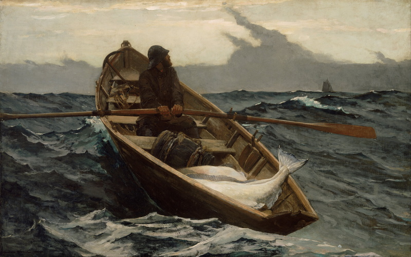 mist, boat, 5K, artwork, sea, Winslow Homer