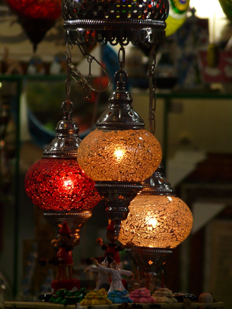 hanging, depend, illuminated, built structure, lighting, religion, no people, place of worship, lantern, spirituality, indoors, electric lamp, focus on foreground
