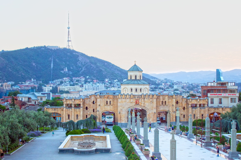 place of worship, tbilisi, orthodox, travel destinations, architecture, city, nature, high angle view, sky, cityscape, church, residential district, no people