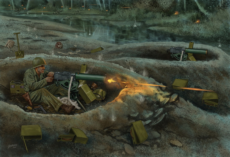 soldier, gun, military, weapon, art, battle, painting, war, 1080P, machine
