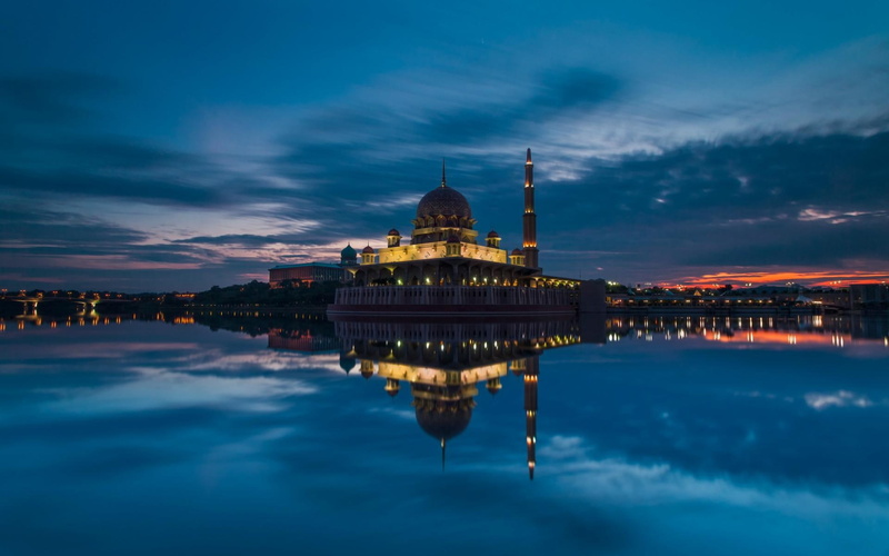 cloud - sky, religion, dusk, no people, water, tourism, spire, sky, nature, reflection, outdoors, putra mosque, travel, dome, belief, travel destinations