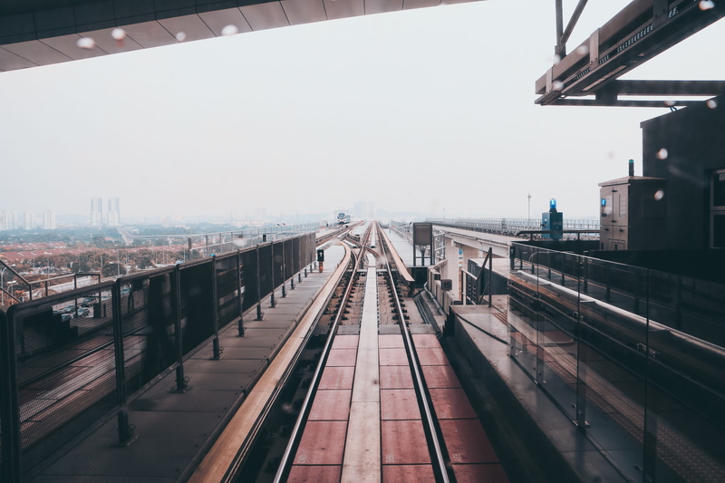 building exterior, transportation, built structure, sky, city, day, railroad track, train, home, track, 5K, urban, rail transportation, putra heights