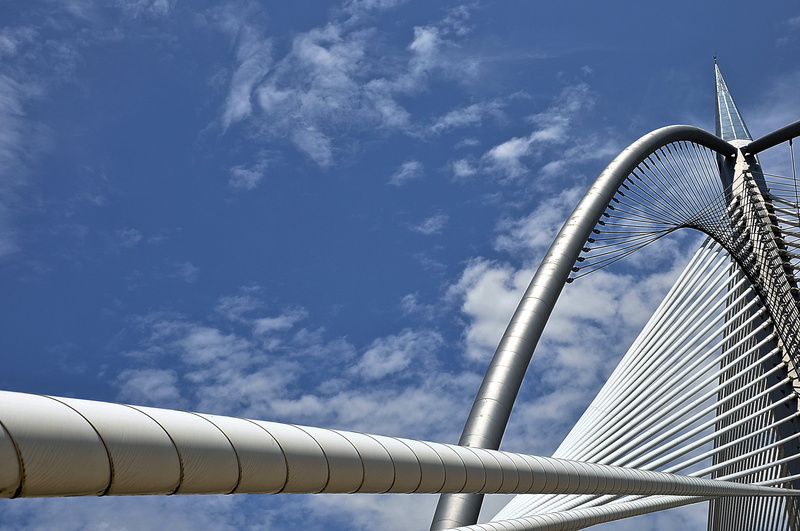 4K, sky, no people, building exterior, sunlight, skyscraper, bridge - man made structure, outdoors, putrajaya, metal, steel, architecture, pipe - tube
