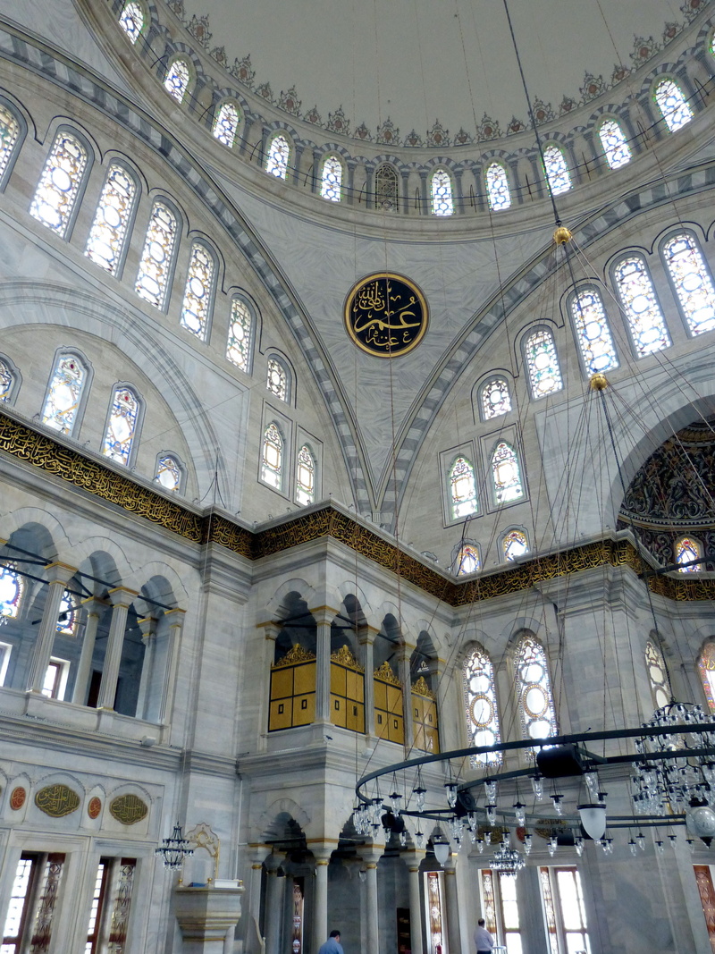 ceiling, religion, arched, architectural column, glass, mahmut pasha mosque, architecture, architecture and art, mosque, travel, mural, day, islamic, building
