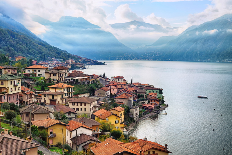 The city, Lake, Landscape, Italy, Como, Lombardy, Home, 2K, Mountains