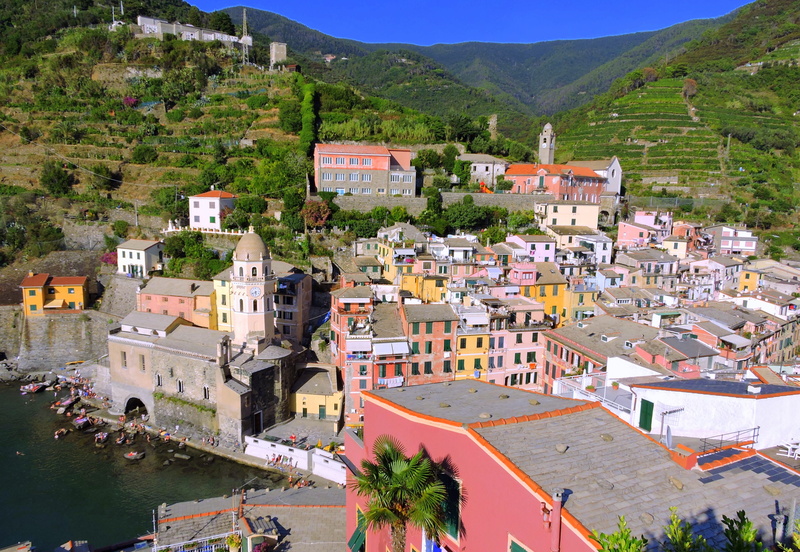 outdoors, green, plant, houses, italy, house, mountain, built structure, no people, colors, travel destinations, nature, vernazza, sea, tree, porto, community