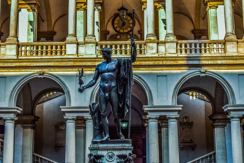 history, italy, 5K, low angle view, day, milano, ornate, exterior, art, pinacoteca di brera, arch, body, sculpture, milan, building, lombardy, light, architecture