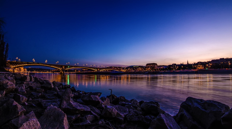 solid, 1080P, sunset, coast, nighttime, night, built structure, sky, bridge - man made structure, skyscraper, dusk, nature, architecture, bridge, purple