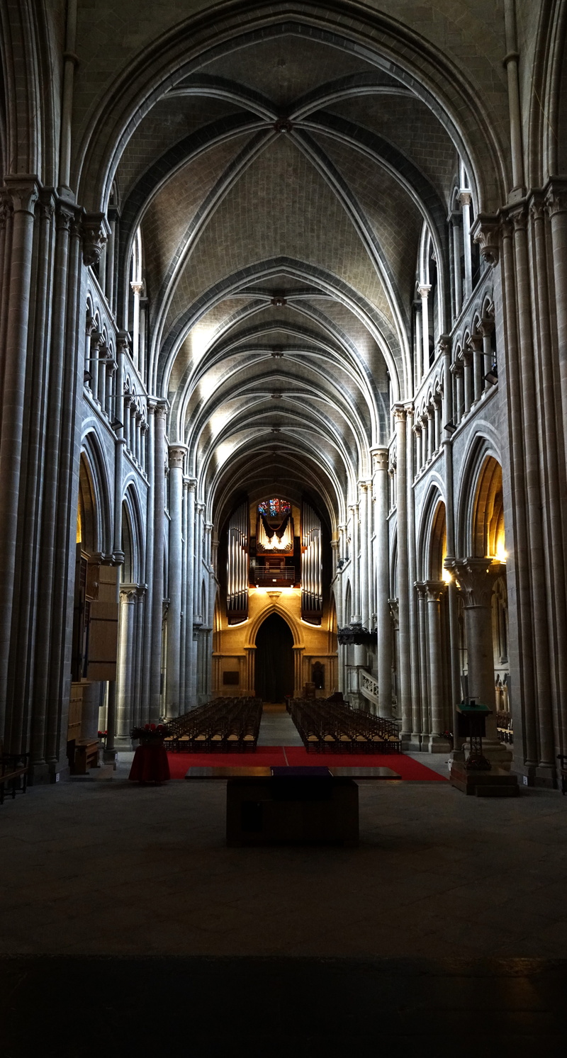 arch, architecture, aisle, travel, place of worship, altar, indoors, architectural column, religion, majestic, rear view, lausanne, cathedral, spirituality