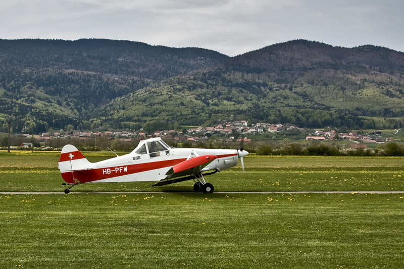 propeller Airplane, sky, Broye, mountains, aerospace Industry, architecture, day, airplane, scenics - nature, airport, Vaud, Switzerland, no people, air Vehicle