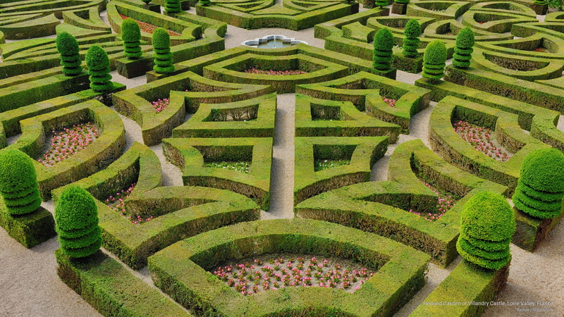 Flowers/Gardens, villandry, castle, 2K, hedged, valley, garden, loire, france