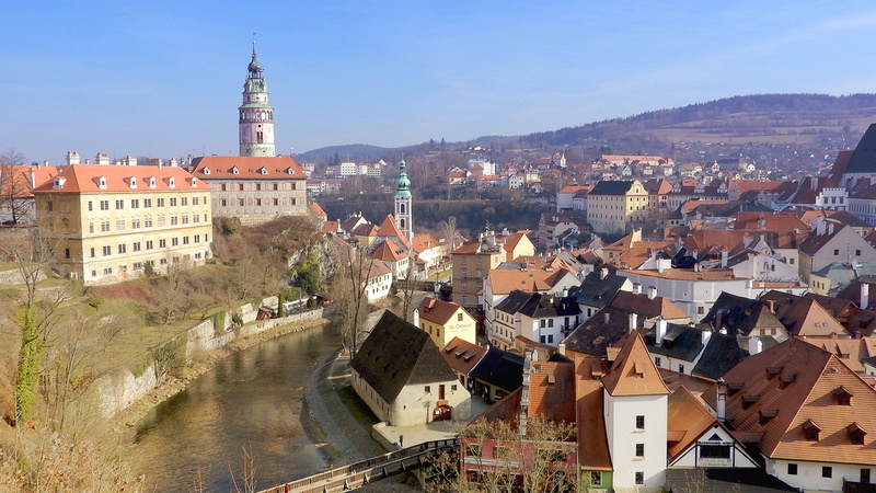 water, city, conservation area, renaissance, czech krumlov, day, sky, building exterior, office building exterior, panorama, place of worship, trip, building