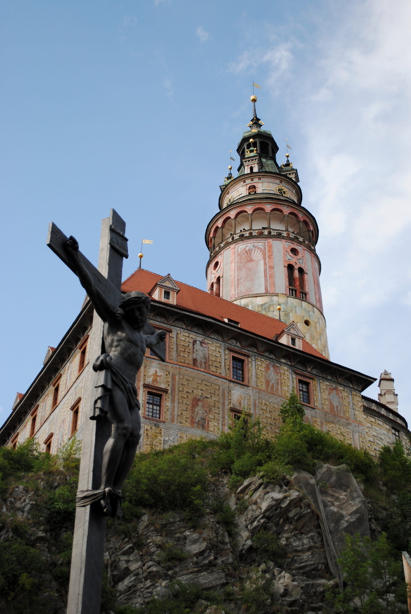 czech krumlov, outdoors, Krumlov, cloud - sky, jesus christ, religion, architecture, sky, no people, Czech, day, tower, building exterior, Castle, the past