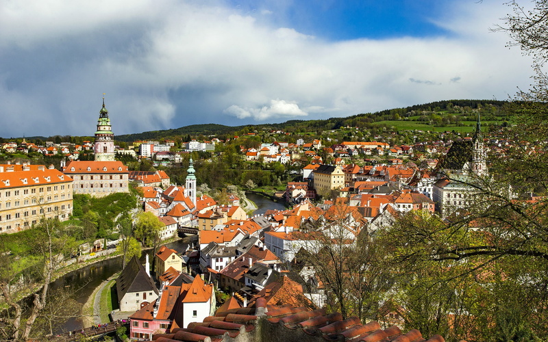 townscape, landscape, community, crowded, architecture, krumlov, hd, house, tree, nature, city, travel destinations, building exterior, cityscape
