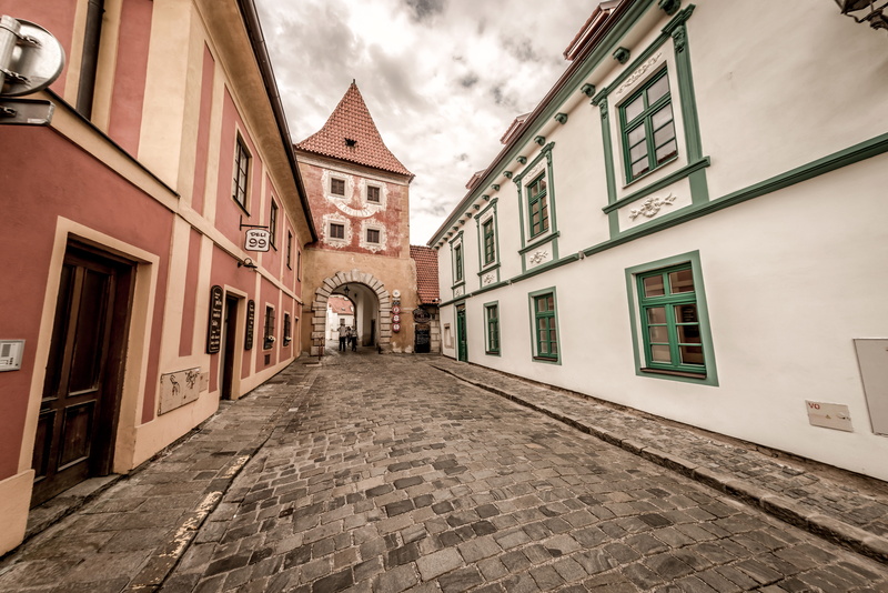 gate, travel, sky, direction, architecture, cesky krumlov, building exterior, czech, 5K, krumlov, town, outdoors, tourist, street, window, tourism, facade