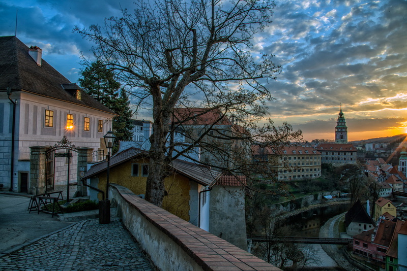 nature, bare tree, Cesky Krumlov, travel, bare, dusk, Czech Republic, architecture, no people, street, building, river, building exterior, city, brown