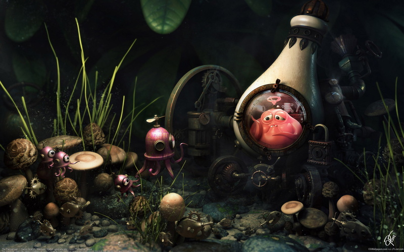 mushrooms, bottle, 2K, Hamid Ibrahim