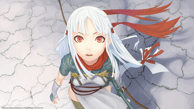 1080P, anime, red eyes, anime girls, 2009 (Year), white hair