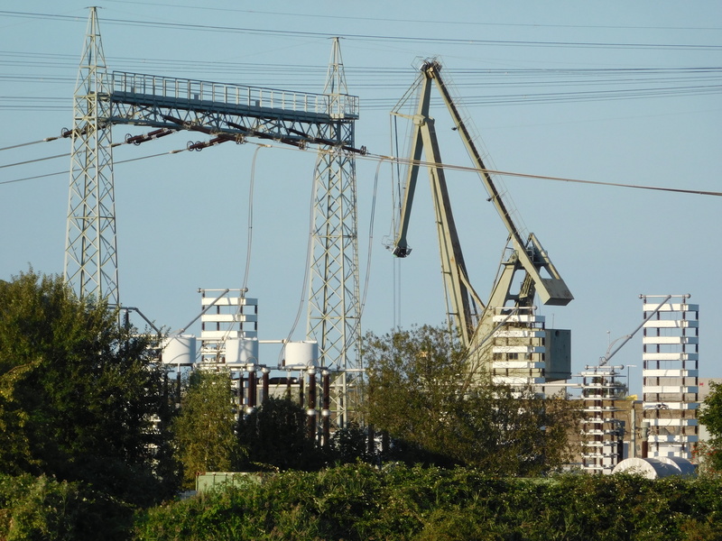 day, architecture, crane, no people, machinery, cable, industry, low angle view, plant, crane - construction machinery, built structure, clear sky, building exterior