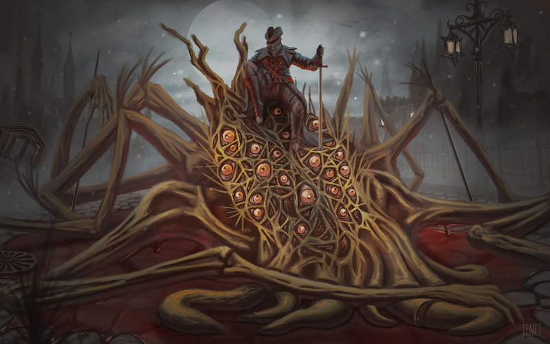 amygdala, statue, real people, architecture, smoke - physical structure, Games, religion, belief, women, spirituality, bloodborne, creativity, artwork