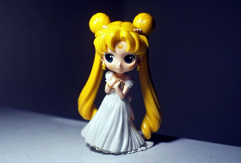 small, television, 4K, studio shot, emotion, representation, clothing, art and craft, anime, cute, young, moon, yellow, costume, figurine, full length