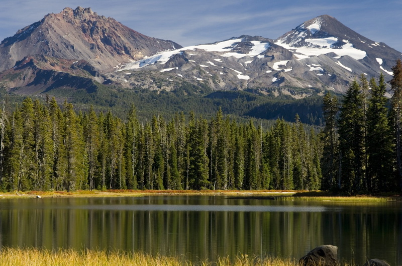 scenics - nature, snowy, peaceful, near, daytime, tree, peaks, lake, landscape, willamette national forest, 1080P, nature, forest, tranquility, no people