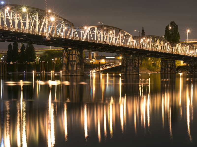outdoors, Bridge, United States, sky, River, no people, architecture, illuminated, Night, bridge - man made structure, waterfront, light, 5K, building exterior